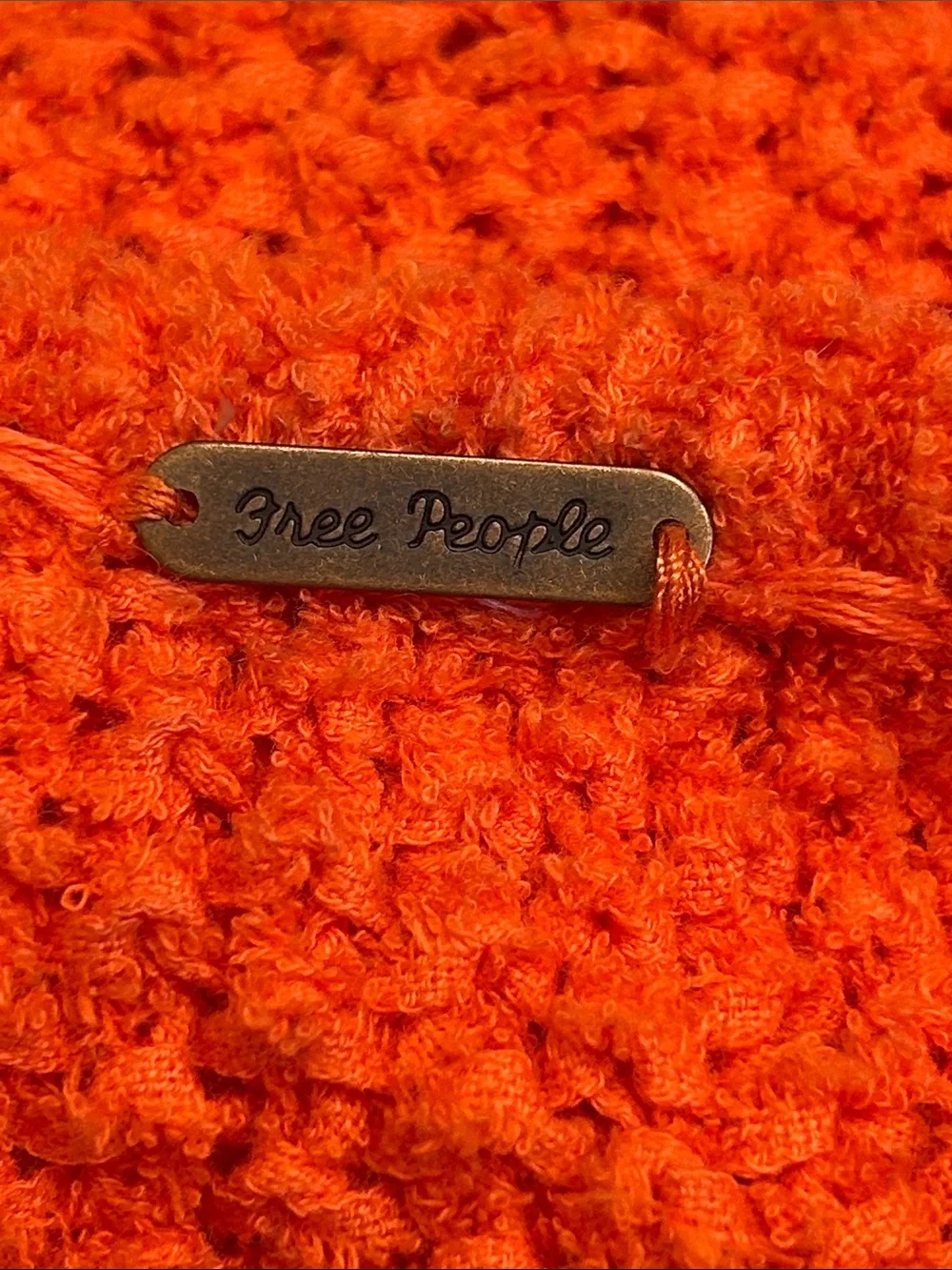 Free People Coco V-neck Sweater Oversized Chunky Orange Fall Boho Women Medium M